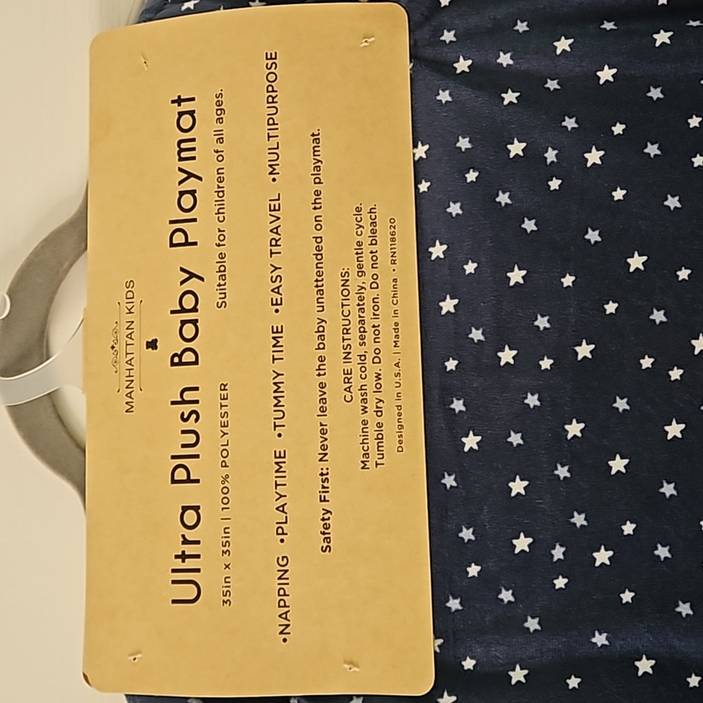 Manhattan Kids Ultra Plush Navy Blue Space Themed Baby Playmat - Picture 5 of 5